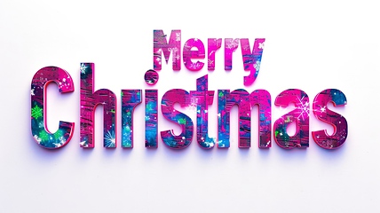 Image showing Words Merry Christmas created in Glitch Art.