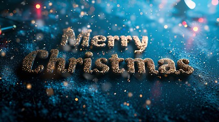 Image showing Glitter Merry Christmas concept creative horizontal art poster.