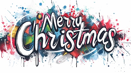 Image showing Words Merry Christmas created in Graffiti Calligraphy.