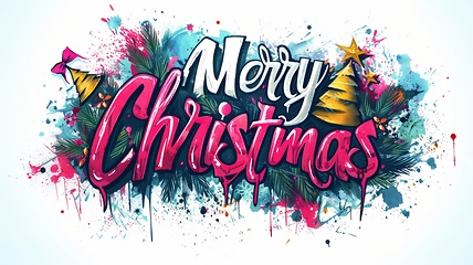 Image showing Words Merry Christmas created in Graffiti Calligraphy.