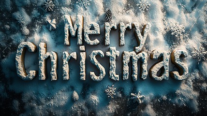 Image showing Granite Stone Merry Christmas concept creative horizontal art poster.