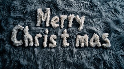 Image showing Grey Fur Merry Christmas concept creative horizontal art poster.