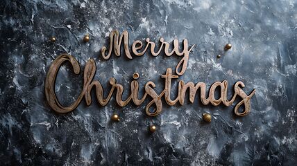 Image showing Grey Marble Merry Christmas concept creative horizontal art poster.