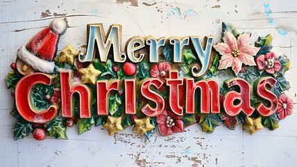 Image showing Words Merry Christmas created in Decoupage.