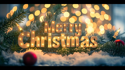Image showing Diffused Lighting Merry Christmas concept creative horizontal art poster.