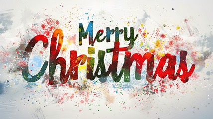 Image showing Words Merry Christmas created in Digital Painting.