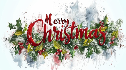 Image showing Words Merry Christmas created in Digital Painting.