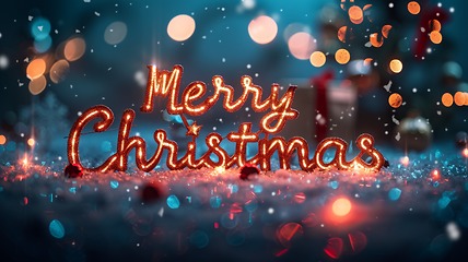 Image showing Direct Lighting Merry Christmas concept creative horizontal art poster.