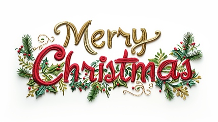 Image showing Words Merry Christmas created in Embroidery Lettering.