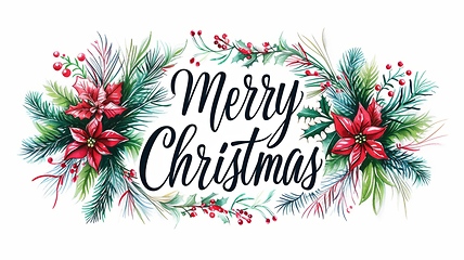 Image showing Words Merry Christmas created in Floral Lettering.