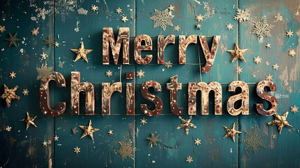 Image showing Fresco Merry Christmas concept creative horizontal art poster.