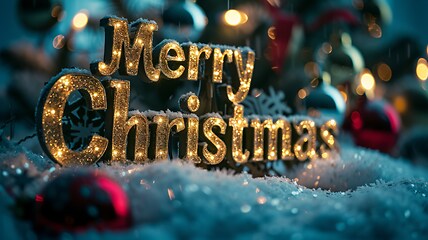 Image showing Front Lighting Merry Christmas concept creative horizontal art poster.