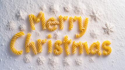 Image showing Words Merry Christmas created in Fusilli Typography.