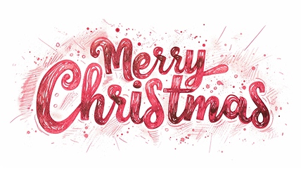 Image showing Words Merry Christmas created in Hand-Lettering.