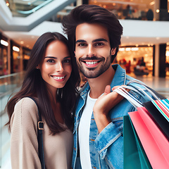 Image showing young attractive couple shopping together