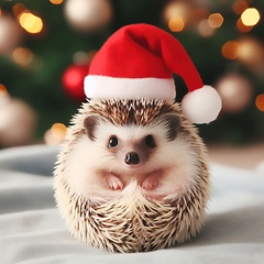 Image showing hedgehog wearing santa hat