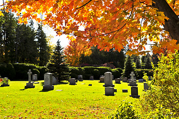 Image showing Graveyard with tombstones