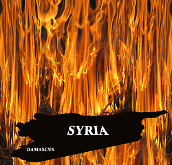 Image showing map of Syria on fire