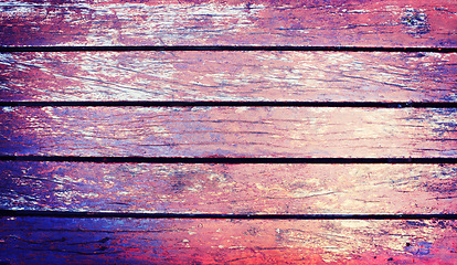 Image showing Textile, empty and closeup of wooden floor at house in room for vintage interior design. Luxury, retro and zoom of brown natural timber ground with classic texture in modern home or apartment.