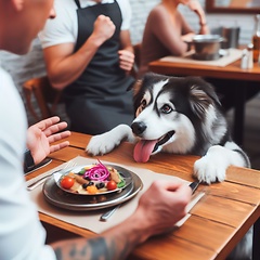 Image showing dog doing puppy eyes wanting food
