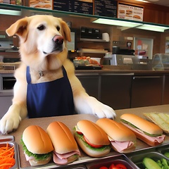 Image showing dog in sandwich bar