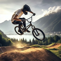 Image showing person jumping high on their bmx bike