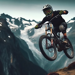 Image showing rough downhill mountain bike racing