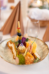 Image showing Gourmet appetizers beautifully arranged