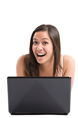 Image showing Asian woman laptop