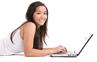 Image showing Asian woman laptop