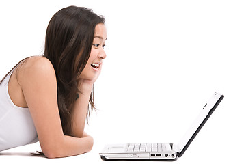 Image showing Asian woman laptop