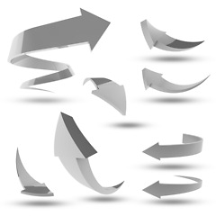 Image showing Arrows, sketch and 3D graphic with pointing in a direction to target with illustration with white background. Icon, pointer and shape with drawing to navigate and show digital design with marker sign