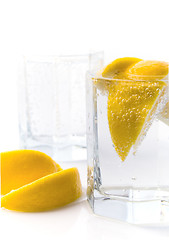 Image showing soda water and lemon slices