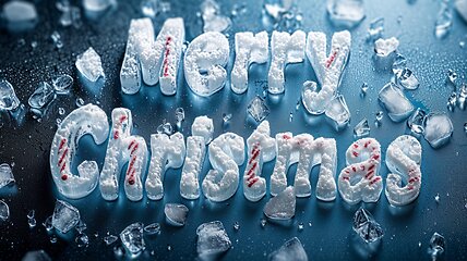 Image showing Iceberg Merry Christmas concept creative horizontal art poster.