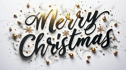 Image showing Words Merry Christmas created in Italic Calligraphy.