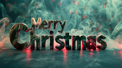 Image showing Onyx Crystal Merry Christmas concept creative horizontal art poster.