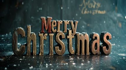 Image showing Onyx Crystal Merry Christmas concept creative horizontal art poster.