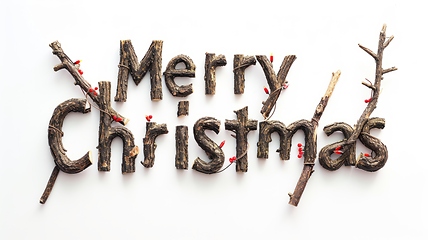 Image showing Words Merry Christmas created in Oak Twig Letters.