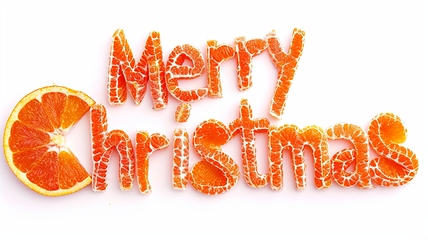 Image showing Words Merry Christmas created in Orange Typography.