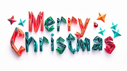 Image showing Words Merry Christmas created in Origami Lettering.