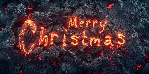 Image showing Lava Merry Christmas concept creative horizontal art poster.