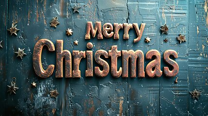Image showing Leather Merry Christmas concept creative horizontal art poster.