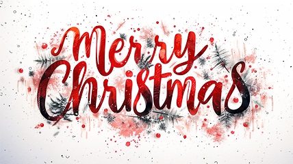 Image showing Words Merry Christmas created in Modern Calligraphy.