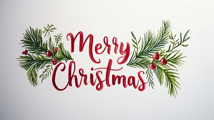 Image showing Words Merry Christmas created in Modern Calligraphy.