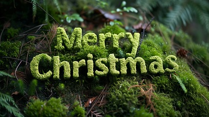 Image showing Moss Merry Christmas concept creative horizontal art poster.