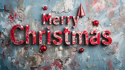 Image showing Marmorino Merry Christmas concept creative horizontal art poster.