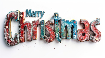 Image showing Words Merry Christmas created in Mixed Media Sculpture.