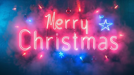 Image showing Words Merry Christmas created in Neon Lettering.