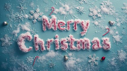 Image showing Snow Merry Christmas concept creative horizontal art poster.