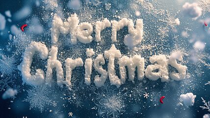 Image showing Snow Merry Christmas concept creative horizontal art poster.